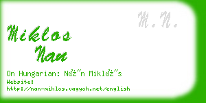 miklos nan business card